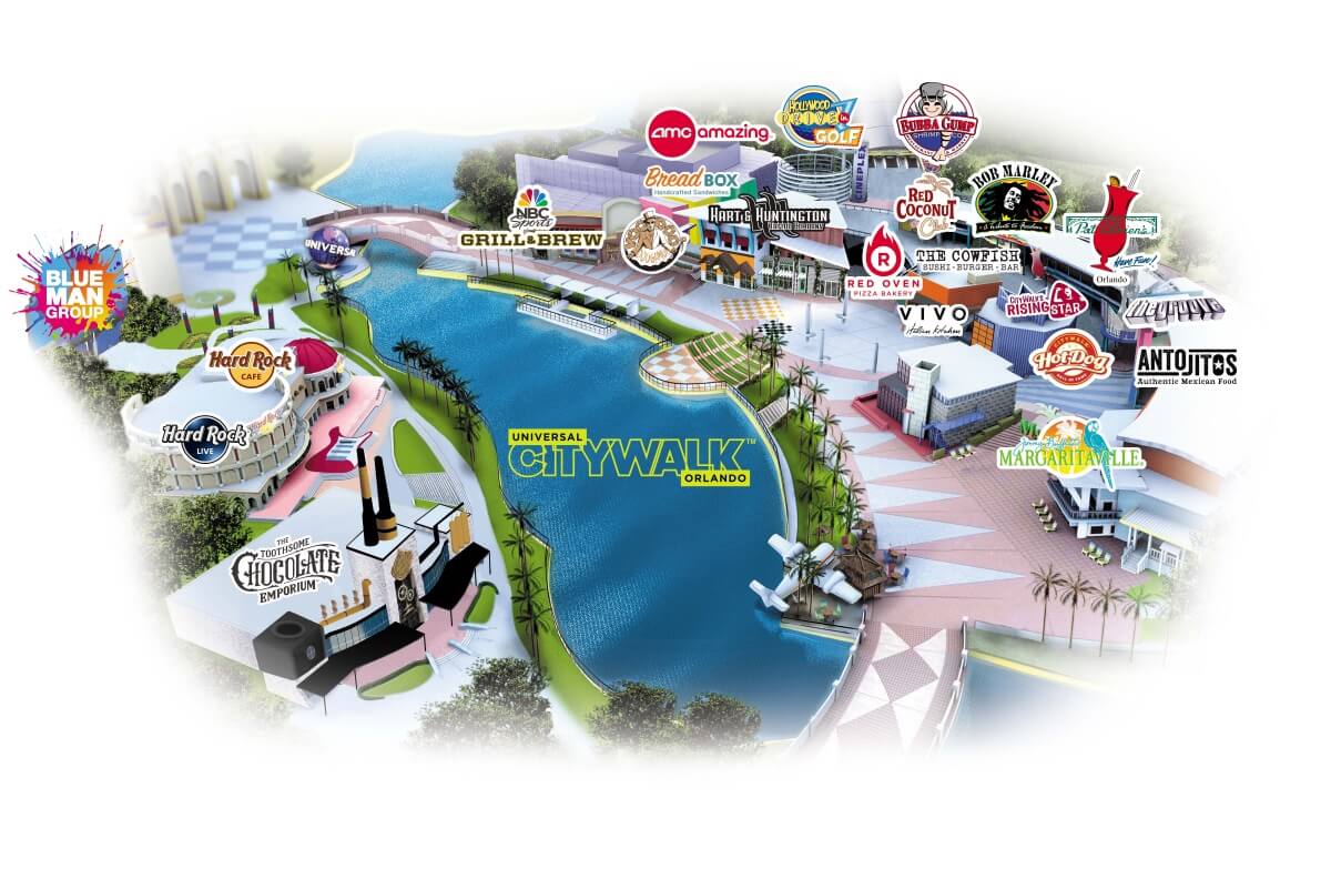 Universal CityWalk En Route Travels - Universal CityWalk Map 
