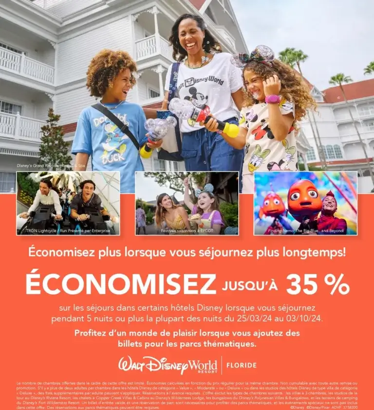 Économisez 35% sur les séjours au Walt Disney World Resort en Floride