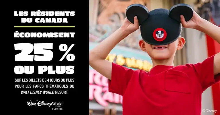 promo billets Disney 2026 pour les résidents canadiens