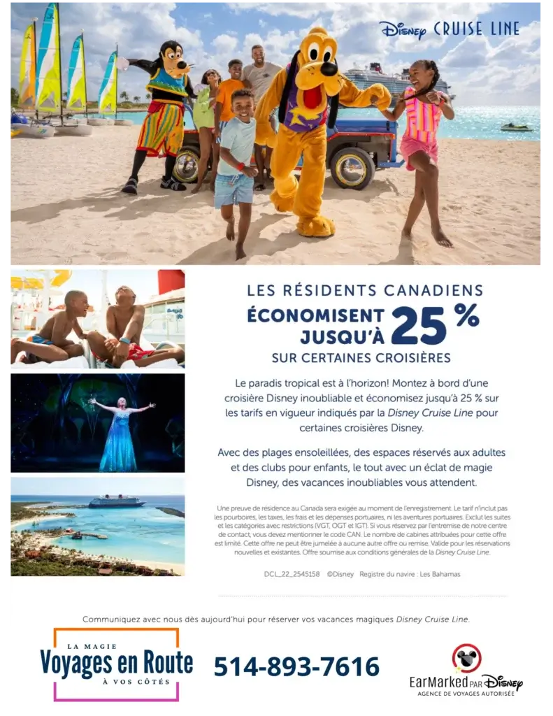 Résidents canadiens, profitez des meilleurs tarifs en promotion pour une croisière Disney Cruise Line